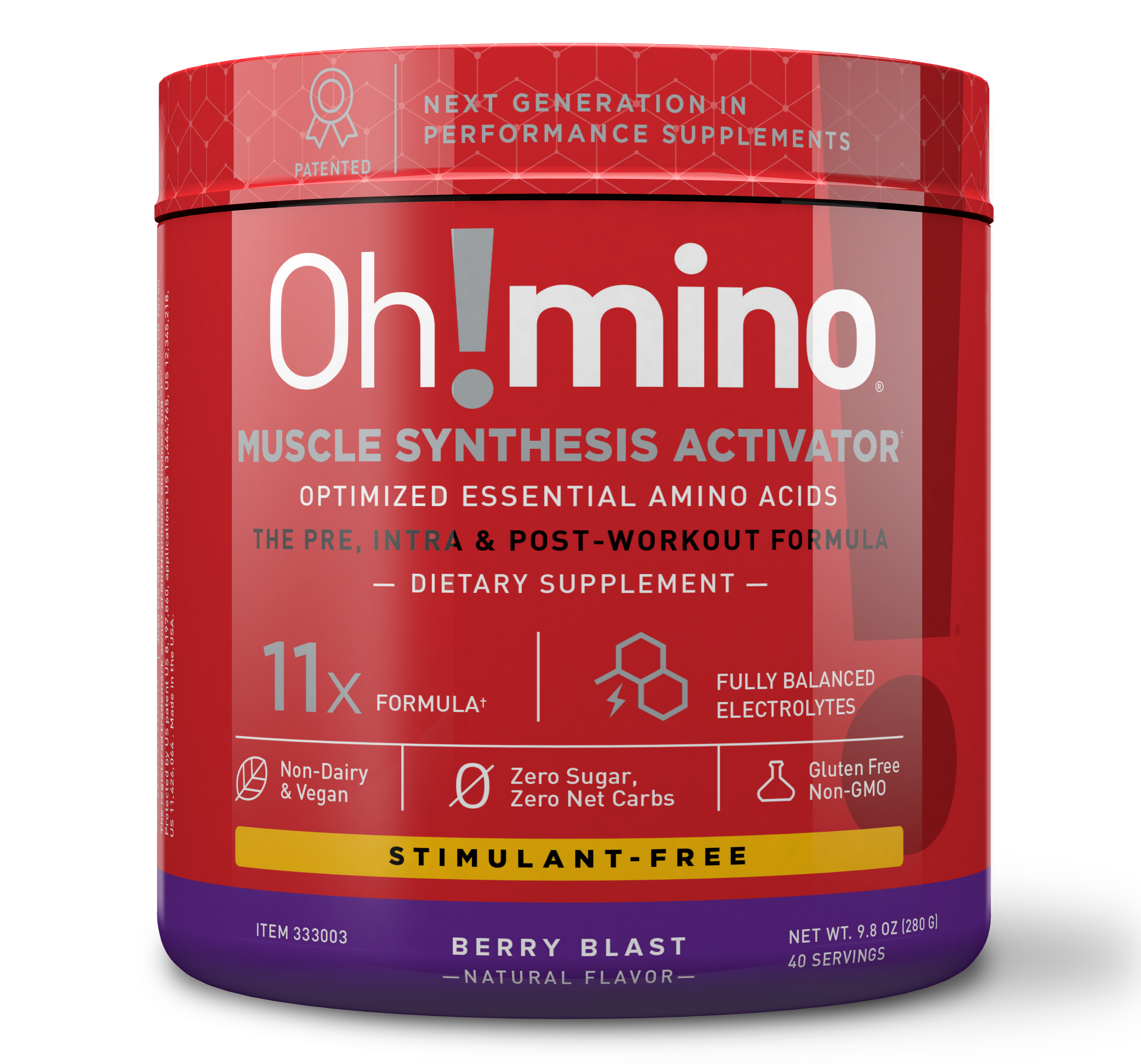Oh!mino® Muscle Synthesis Activator†  – Stimulant-Free NEW Berry Blast Flavor!