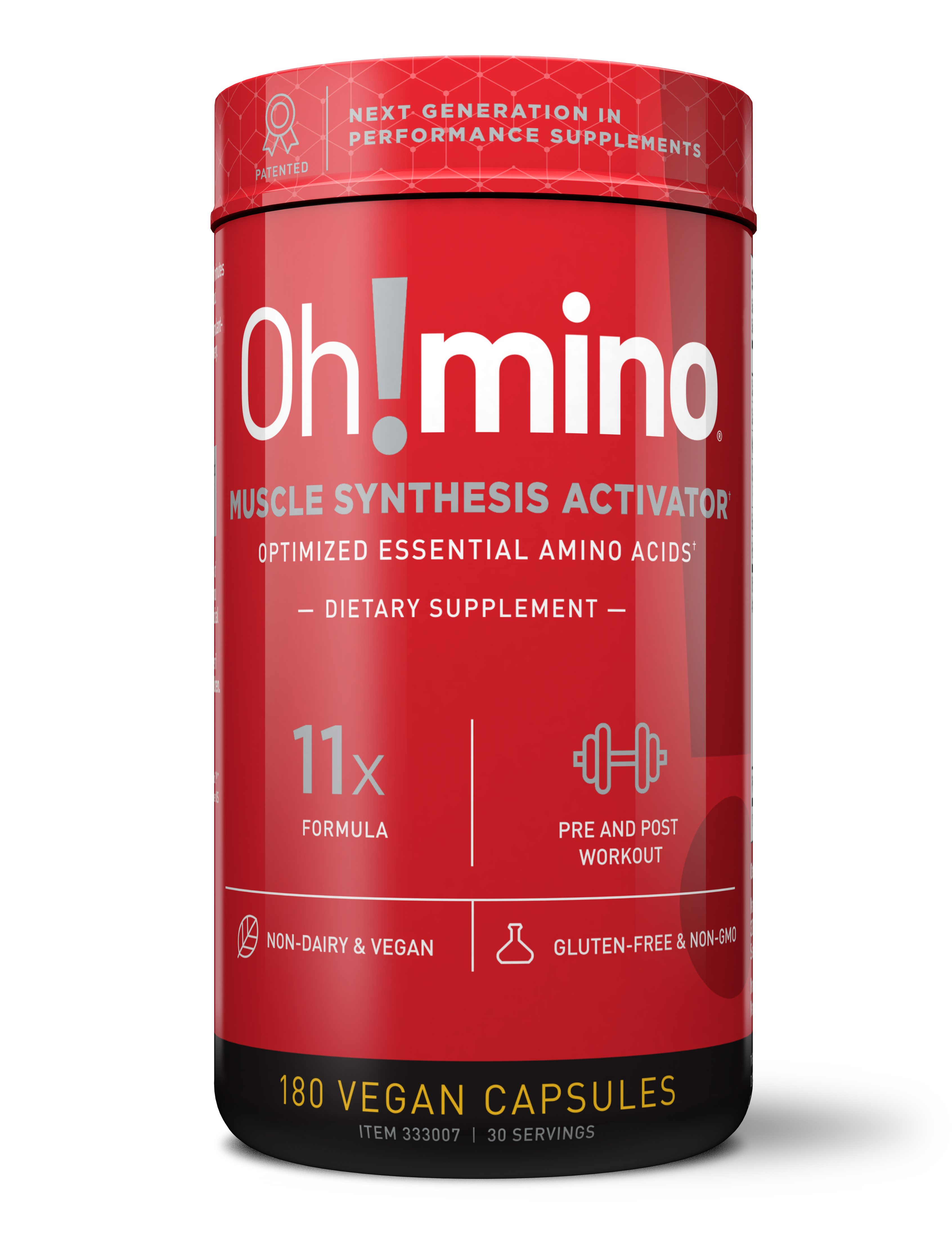 Oh!mino® Muscle Synthesis Activator - Caffeinated Vegan Capsules 180 ct