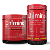 Oh!mino® Muscle Synthesis Activator† | Capsules (non stim) + choice of Tropical Splash - Caffeine Tropical Splash