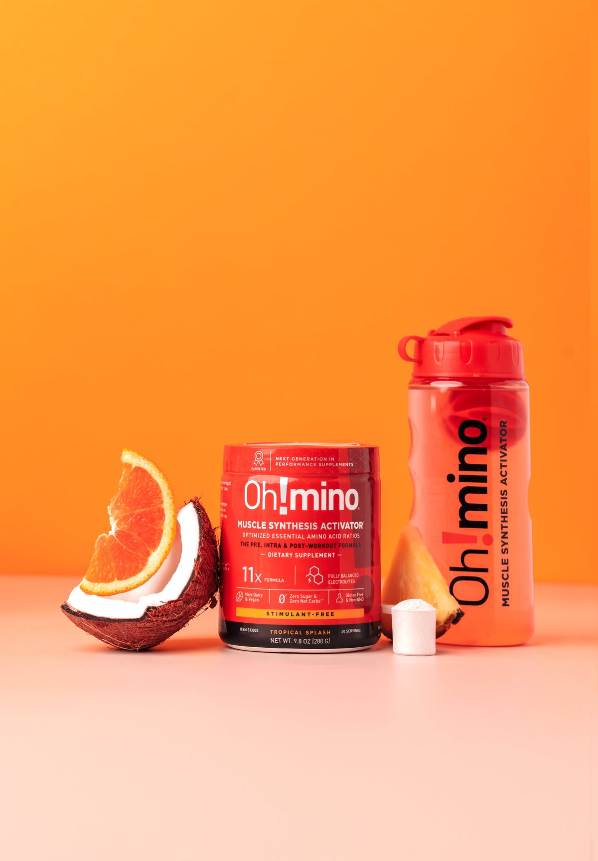 Oh!mino Tropical Splash tub and shaker with fresh fruit