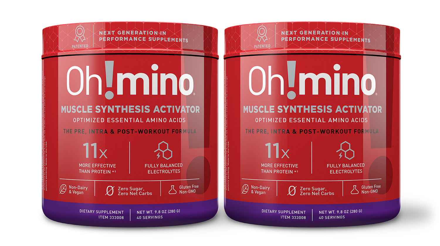 Oh!mino® Muscle Synthesis Activator - with Caffeine Berry Blast 2-Pack