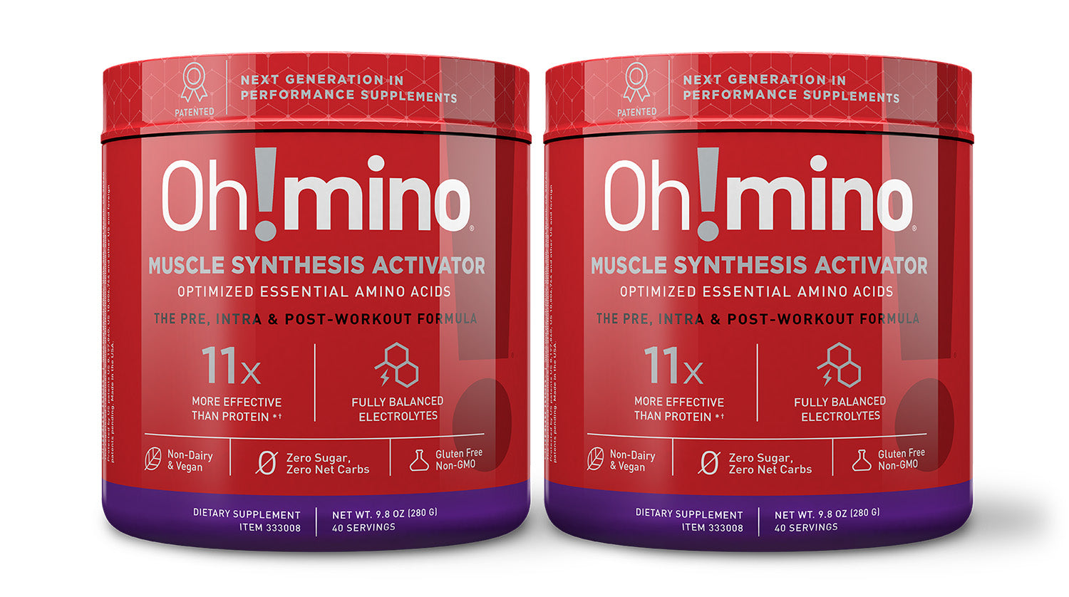 Oh!mino Muscle Synthesis Activator - with Caffeine Berry Blast 2-Pack