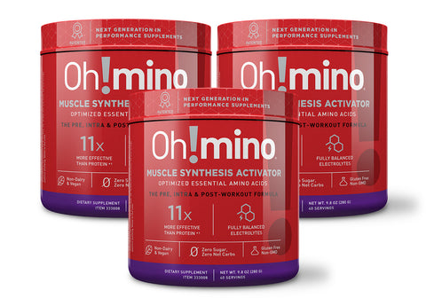 Oh!mino Muscle Synthesis Activator - with Caffeine Berry Blast 3-Pack