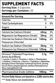 Oh!mino Muscle Synthesis Activator - Caffeinated Vegan Capsules 180 ct.