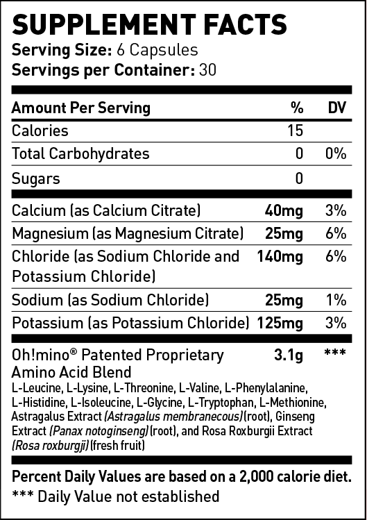 Oh!mino® Muscle Synthesis Activator†  – Stimulant-Free 180 Vegetarian Hard Shell Capsules
